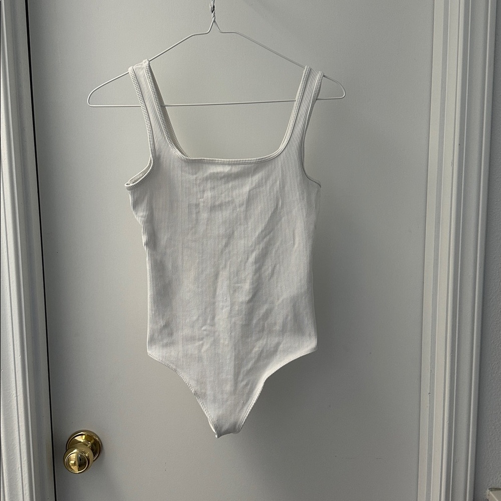 Abercrombie White Ribbed Bodysuit
